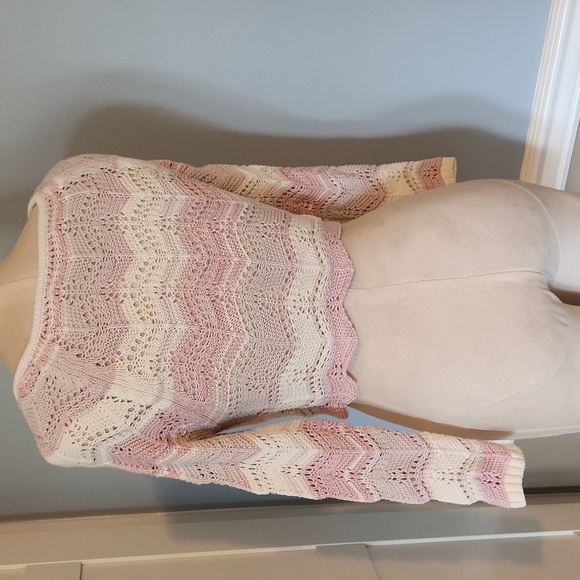 Urban Outfitters Blaire Pink and Cream Knit Cropped Sweater Top Size S - Picture 5 of 8